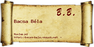 Bacsa Béla névjegykártya